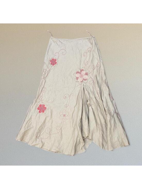 Per Una Dresses & Skirts - SOLD Per Una asymmetrical floral 100% linen maxi skirt Sz. L